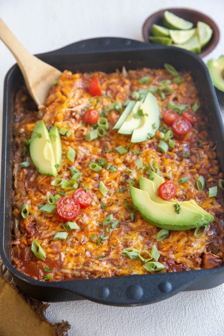 Chicken and Rice Enchilada Casserole - The Roasted Root