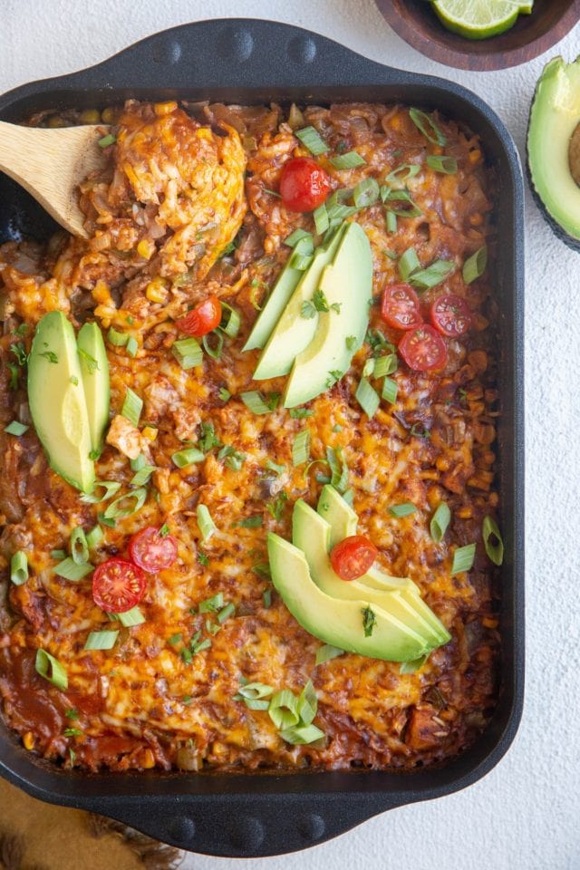 Chicken And Rice Enchilada Casserole - The Roasted Root