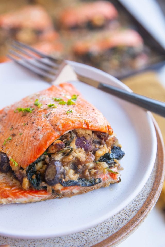 Mushroom And Spinach Stuffed Salmon The Roasted Root 1268