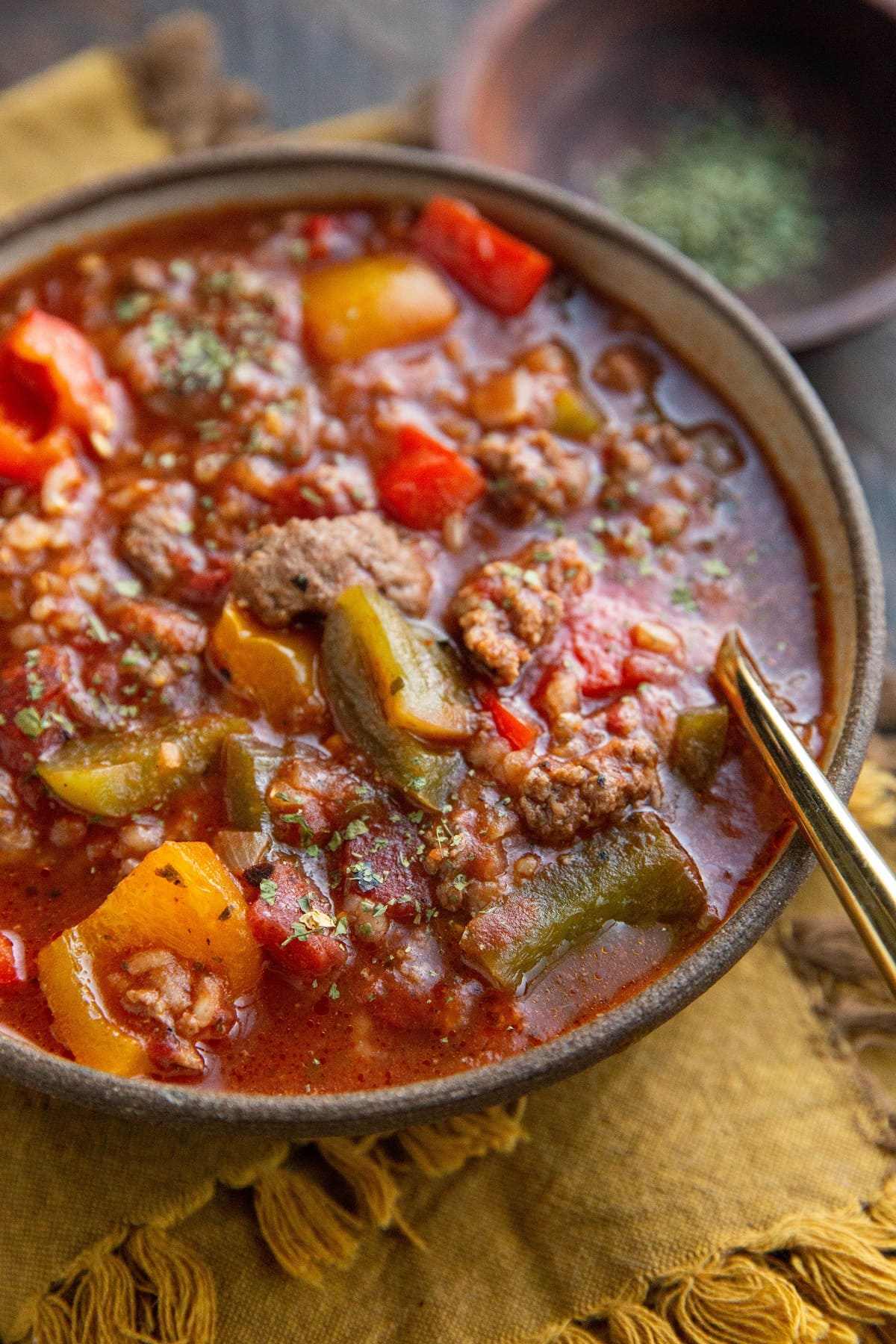 Crock Pot Stuffed Pepper Soup - The Roasted Root