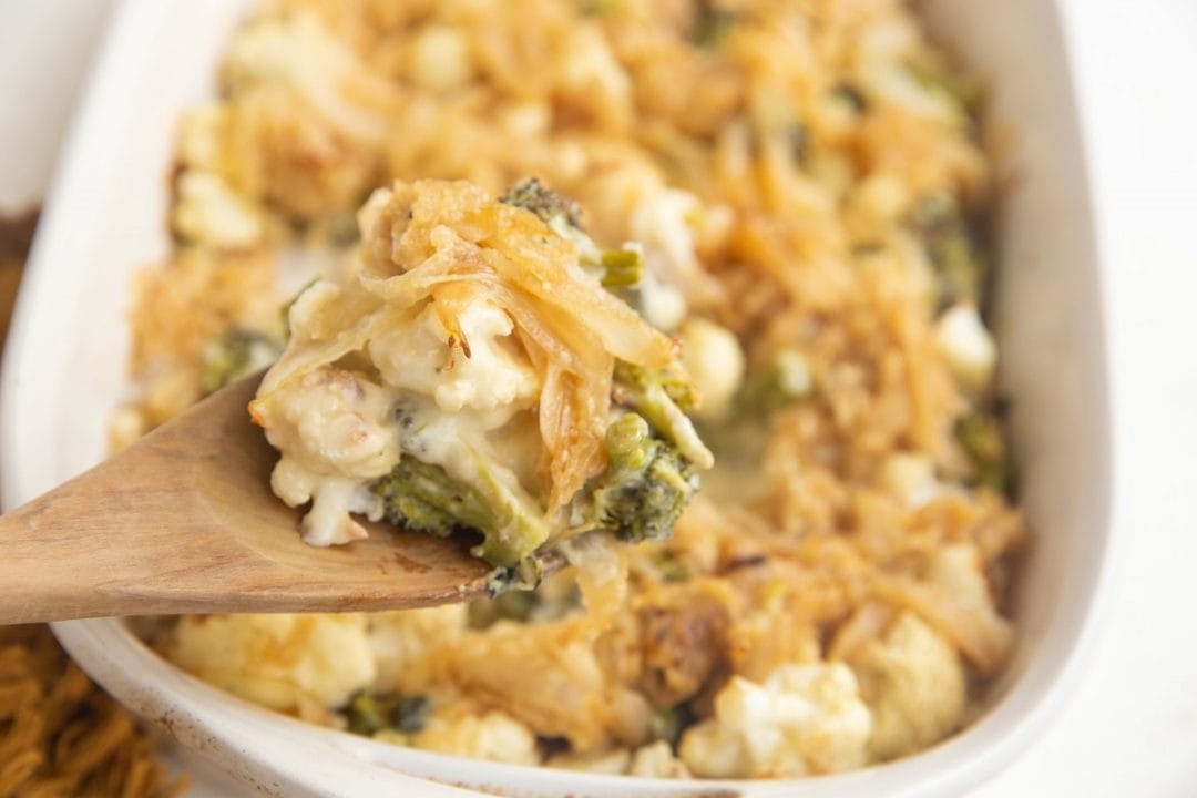 Creamy Dairy-Free Broccoli and Cauliflower Casserole - The Roasted Root