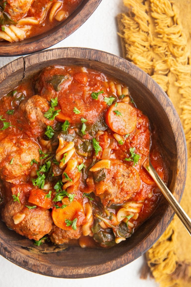 Crock Pot Italian Meatball Soup (Gluten-Free) - The Roasted Root