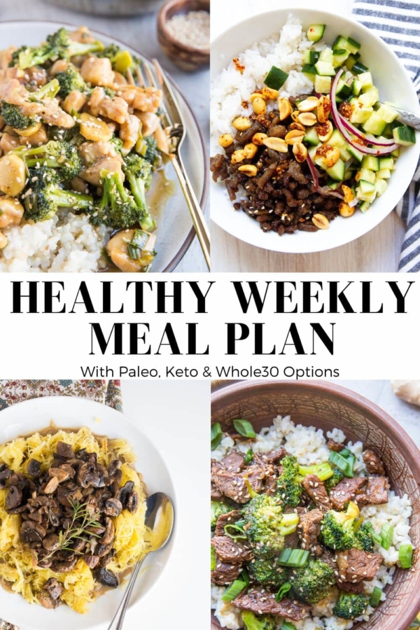 Collage for healthy weekly meal plan
