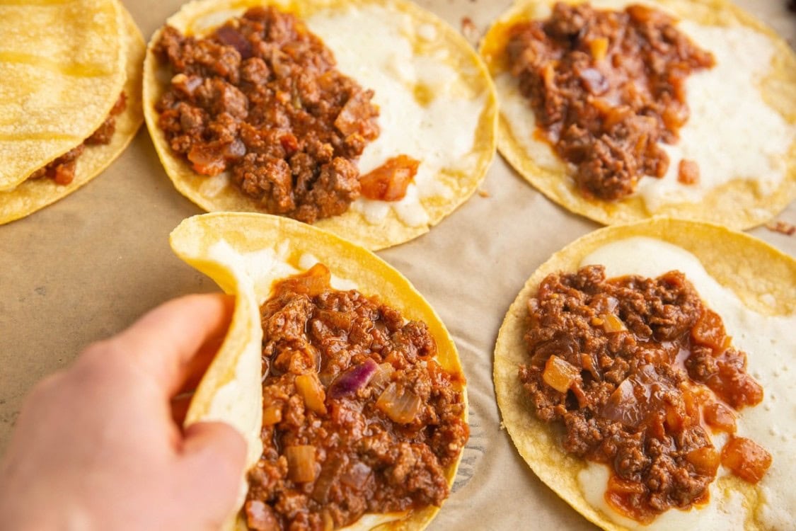 Crispy Baked Ground Beef Tacos - The Roasted Root