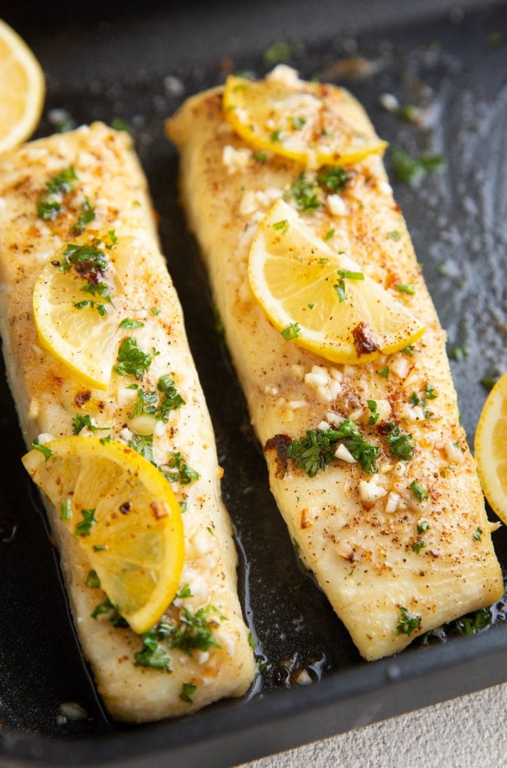 Garlic Butter Baked Halibut - The Roasted Root