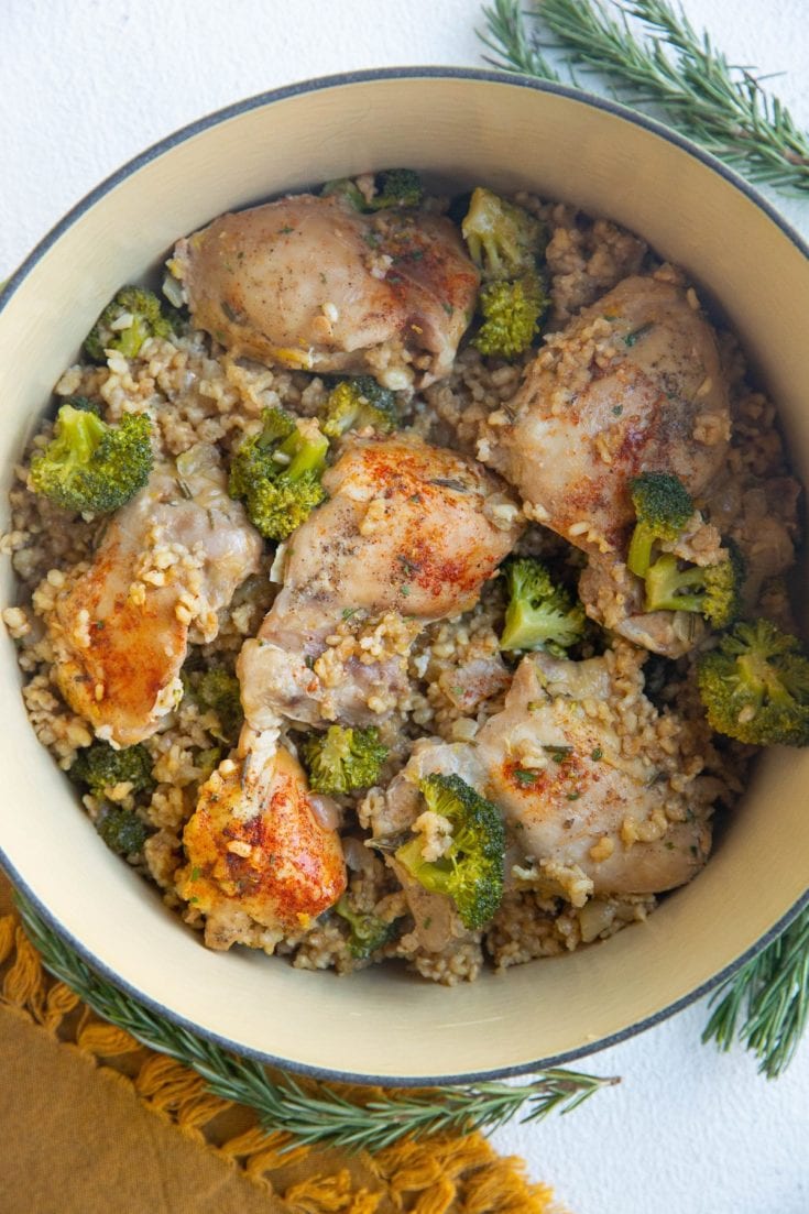 One-Pot Lemon Garlic Rosemary Chicken And Rice - The Roasted Root