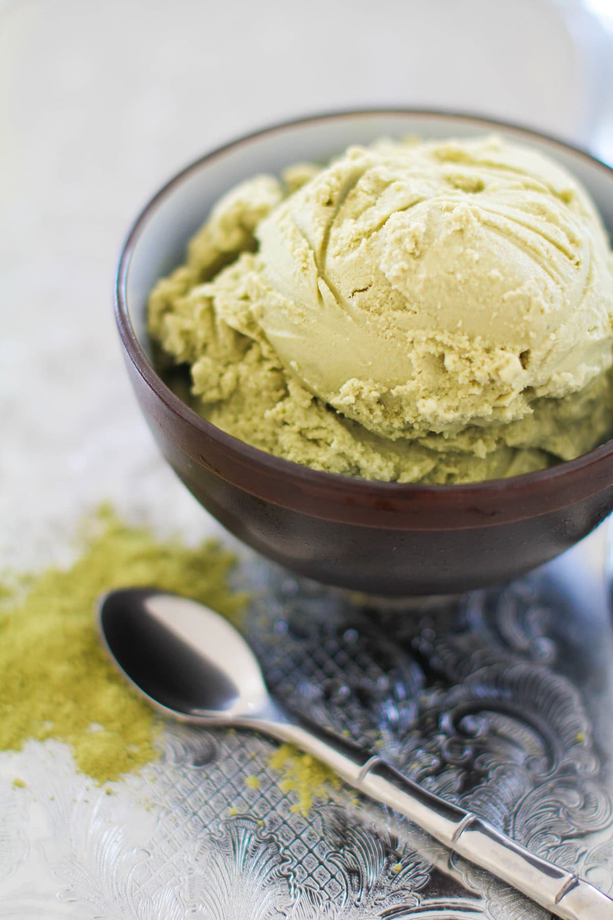 Green Tea Coconut Milk Ice Cream made with only a few ingredients! Matcha, coconut milk, and pure maple syrup is all you need to make this healthy dessert!