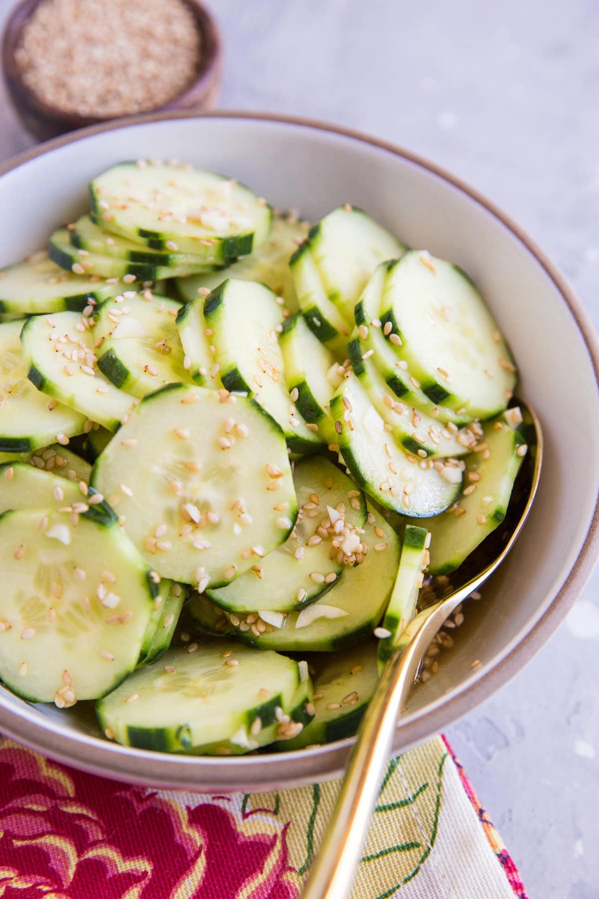 Easy Asian Cucumber Salad that you get at Japanese restaurants. Quick, flavorful, delicious!