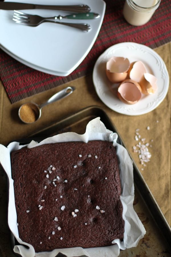 Cake in a cake pan, ready to slice.