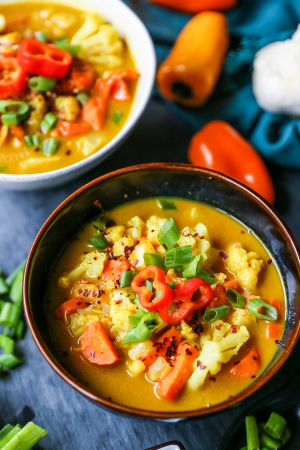 Thai Curry Vegetable Soup - vegetable loaded soup with coconut milk broth and curry seasoning - paleo, vegetarian, vegan, whole30 and delicious