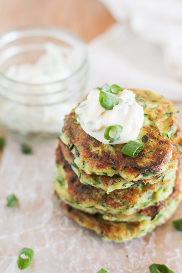 Gluten Free Zucchini Fritters with Herb-Garlic Aioli