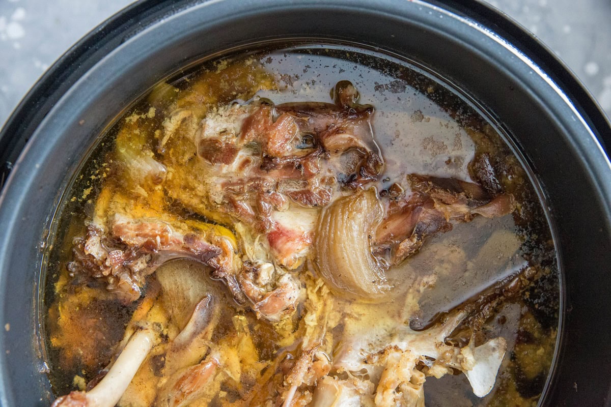 Bones covered in water in an Instant Pot