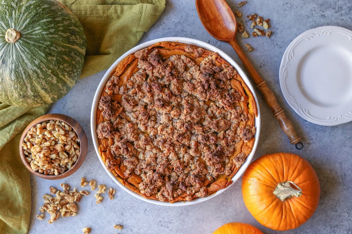 Kabocha Squash Casserole - gluten-free, refined sugar-free healthy holiday side dish | TheRoastedRoot.net #vegetarian #healthy #thanksgiving