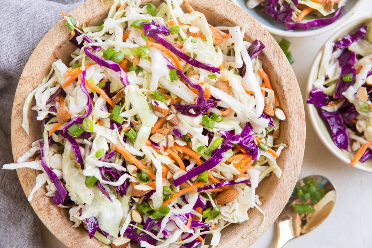 Mayo-Free Coleslaw Recipe - a simple, flavorful coleslaw recipe to use as a side dish, condiment, in salads, sandwiches, wraps, etc.