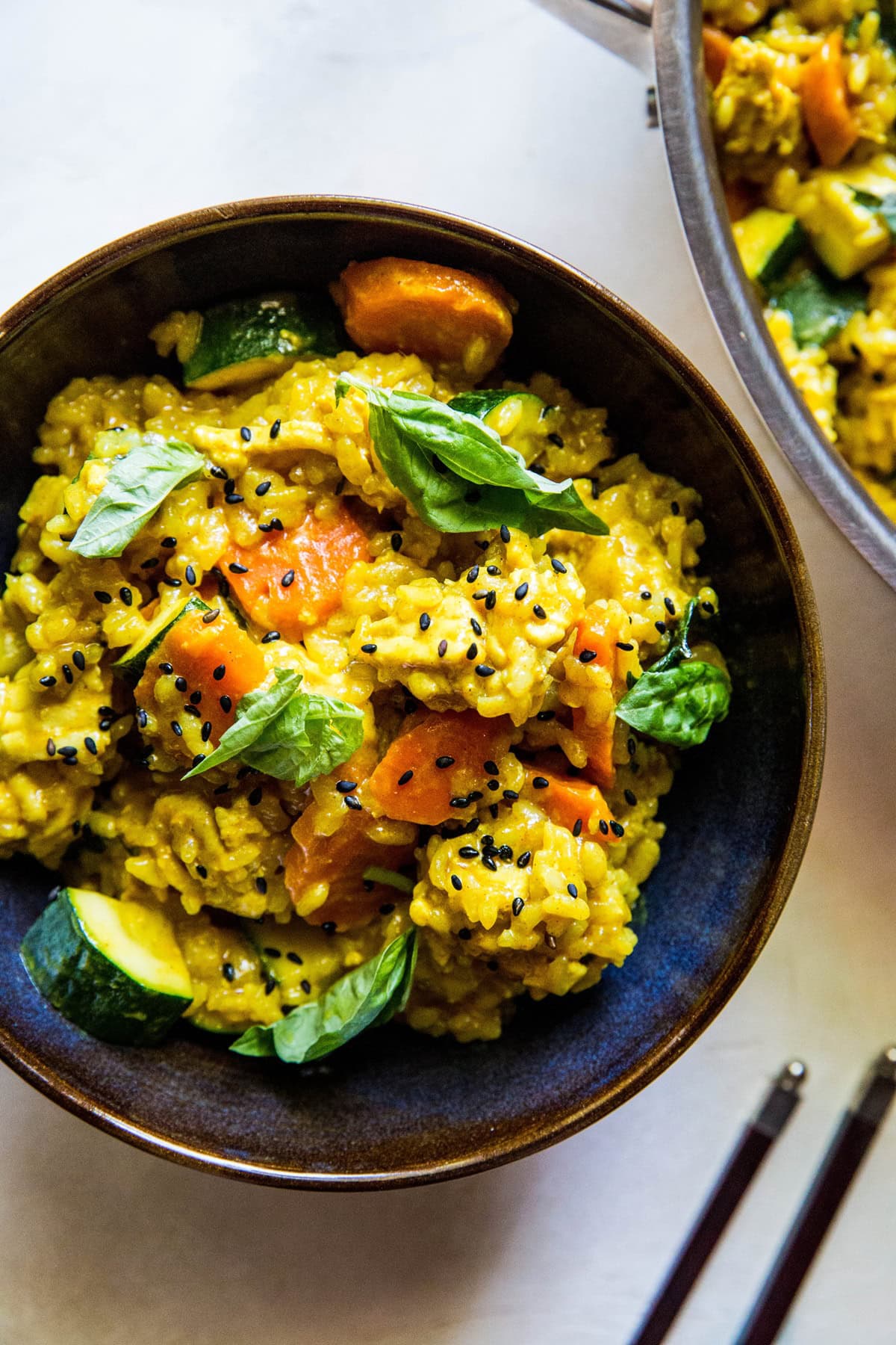 One Skillet Ground Turkey Thai Curry Skillet with Rice - an easy one-pot meal of aromatic coconut milk sauce | TheRoastedRoot.net