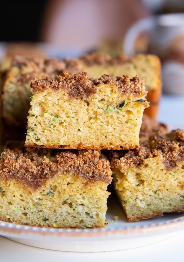 Stack of zucchini cake on a plate.