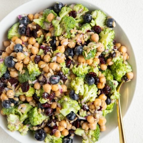 Chickpea Broccoli Salad with Sunflower Seeds - The Roasted Root