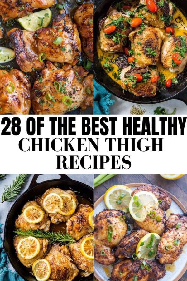 Collage for social media for chicken thigh recipes.