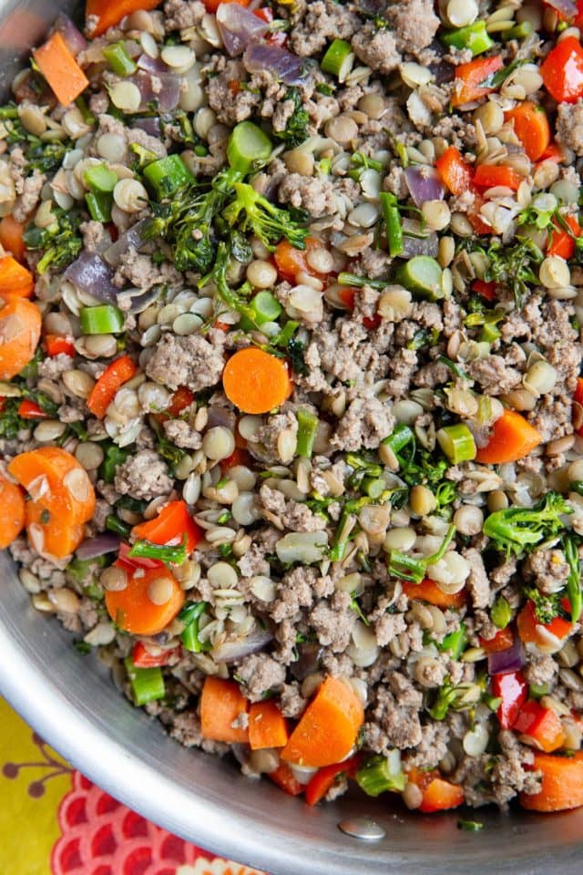 Ground Beef and Lentil Skillet with Vegetables - The Roasted Root