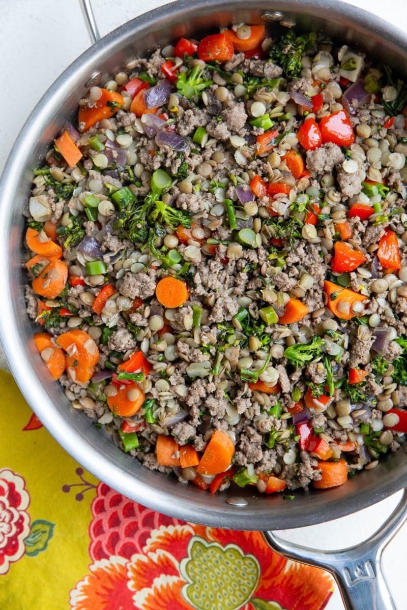 Ground Beef and Lentil Skillet with Vegetables - The Roasted Root