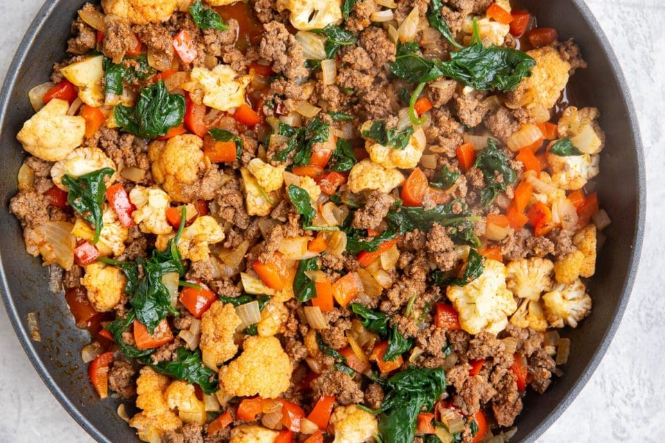 Mexican-Inspired Ground Beef and Cauliflower Skillet - The Roasted Root