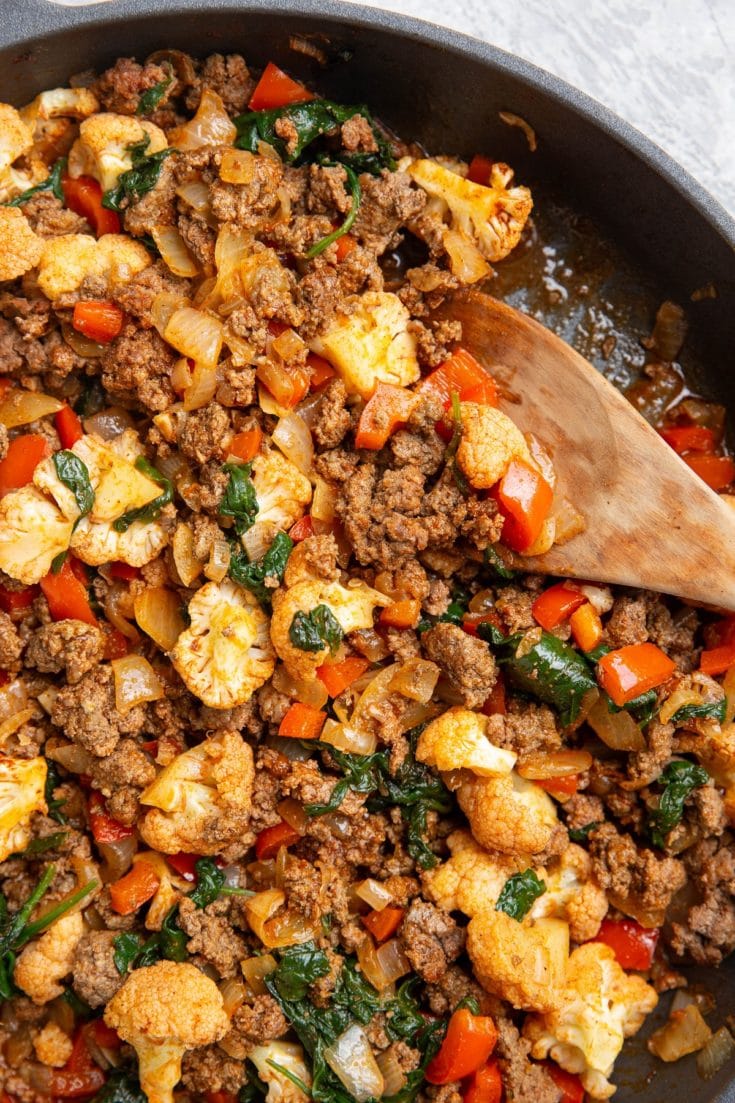 Mexican-Inspired Ground Beef and Cauliflower Skillet - The Roasted Root