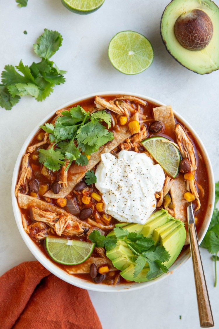 Crock Pot Chicken Tortilla Soup - The Roasted Root