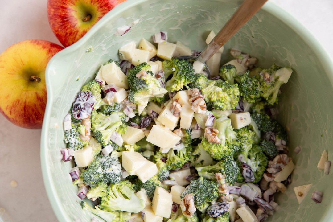 Apple Broccoli Salad with Walnuts - The Roasted Root