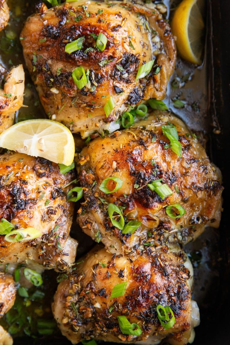 Crispy Garlic Butter Baked Chicken Thighs - The Roasted Root