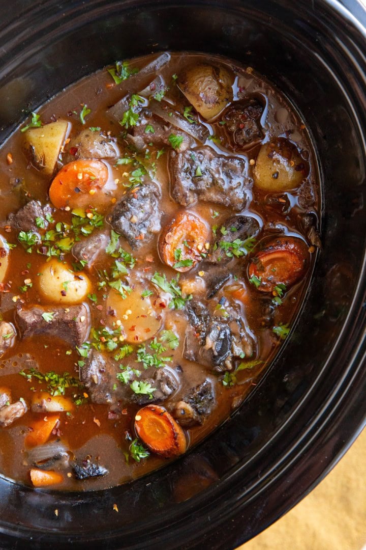 Slow Cooker Beef Bourguignon - The Roasted Root