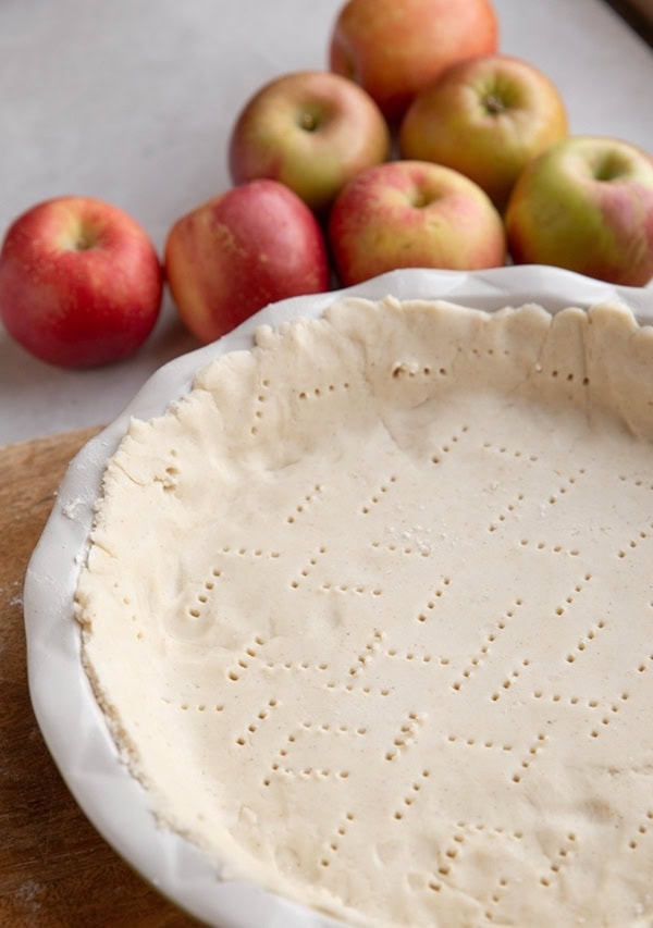 gluten-free pie crust, ready to be baked