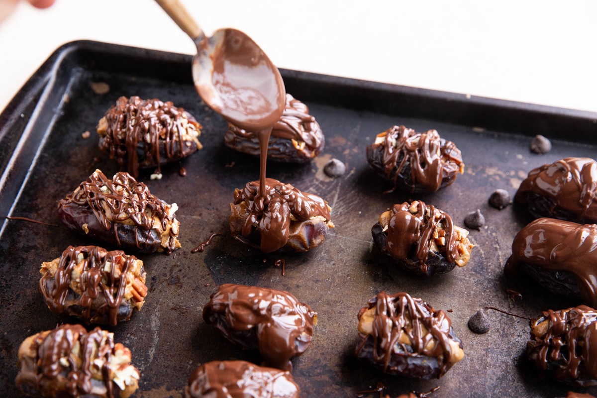 Chocolate Covered Dates Stuffed with Peanut Butter - Two Spoons
