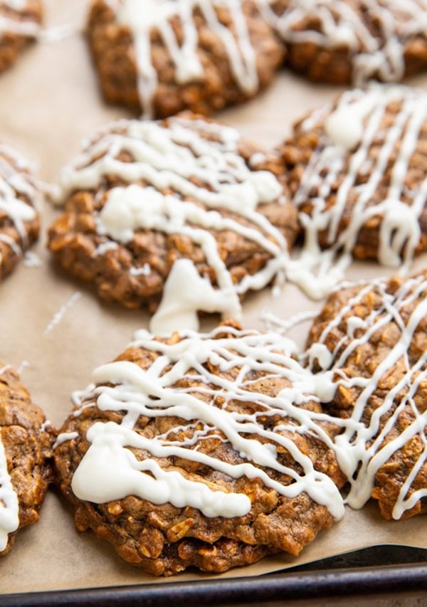 Cookie sheet with ginger molasses cookies.