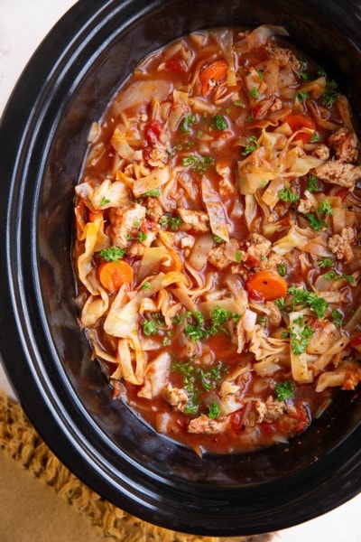 Crock Pot Sausage and Cabbage Soup - The Roasted Root