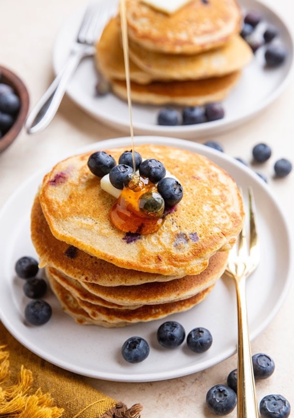 Stack of blueberry pancakes