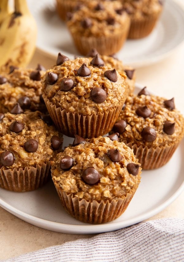 Plate of banana baked oatmeal cups