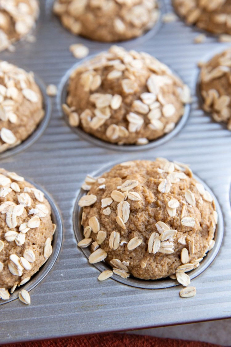 Healthy Oatmeal Applesauce Muffins - The Roasted Root