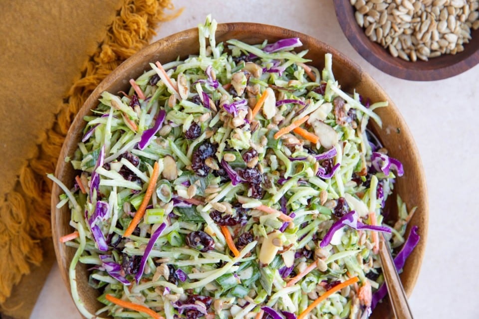 Crunchy Broccoli Slaw with Creamy Coleslaw Dressing - The Roasted Root