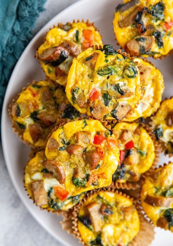 Sausage egg muffins on a plate.