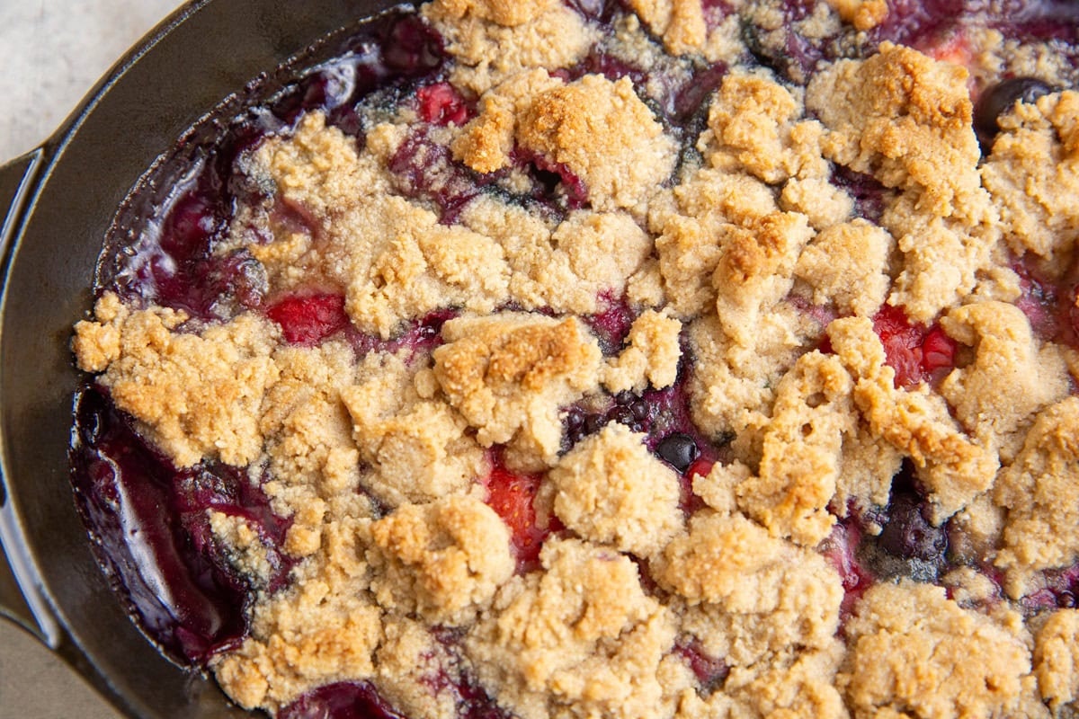 Mixed berry crisp fresh out of the oven.