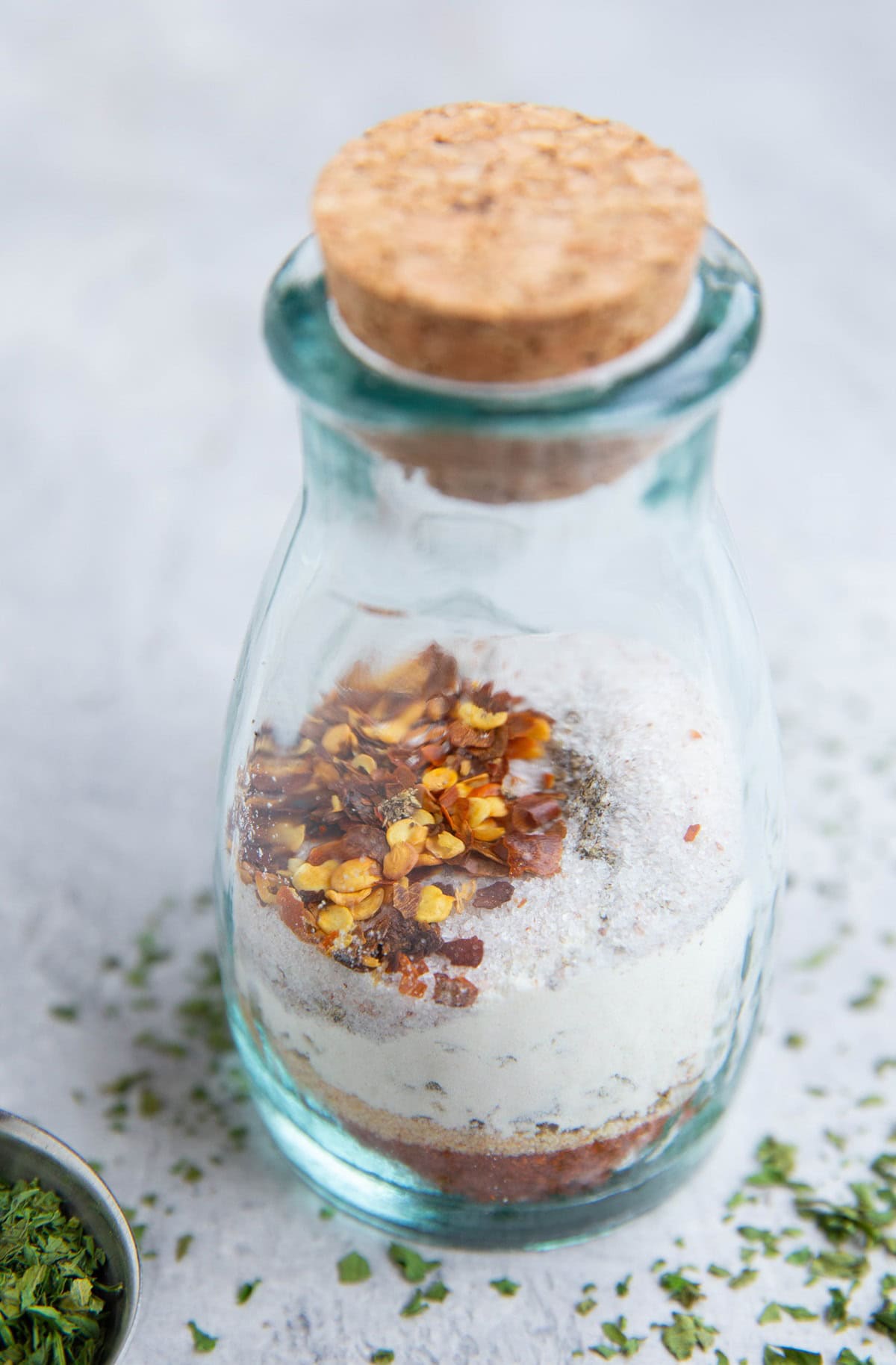 Beef rub in a jar with a cork top, ready to use.