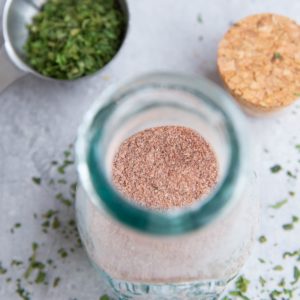 Beef rub inside a jar, looking in.