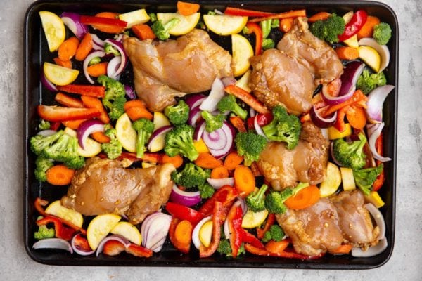 Sesame Garlic Sheet Pan Chicken And Vegetables The Roasted Root