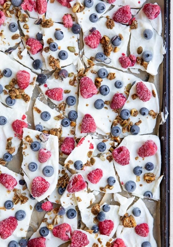 Baking sheet of frozen yogurt