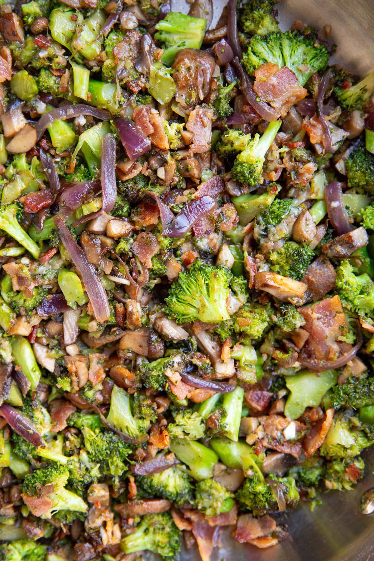 Cooked vegetables in a skillet, ready to serve with any main dish.