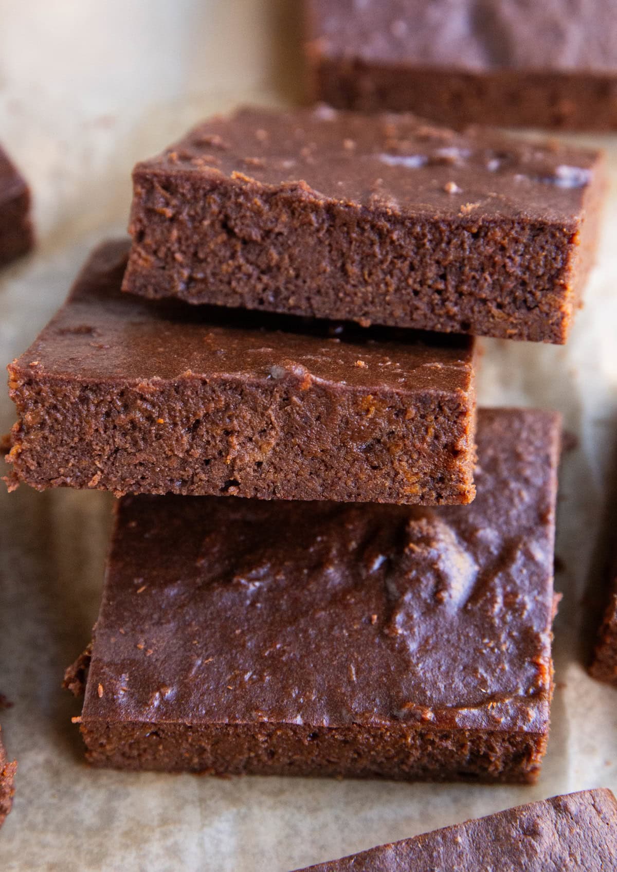 Stack of protein brownies fallen over