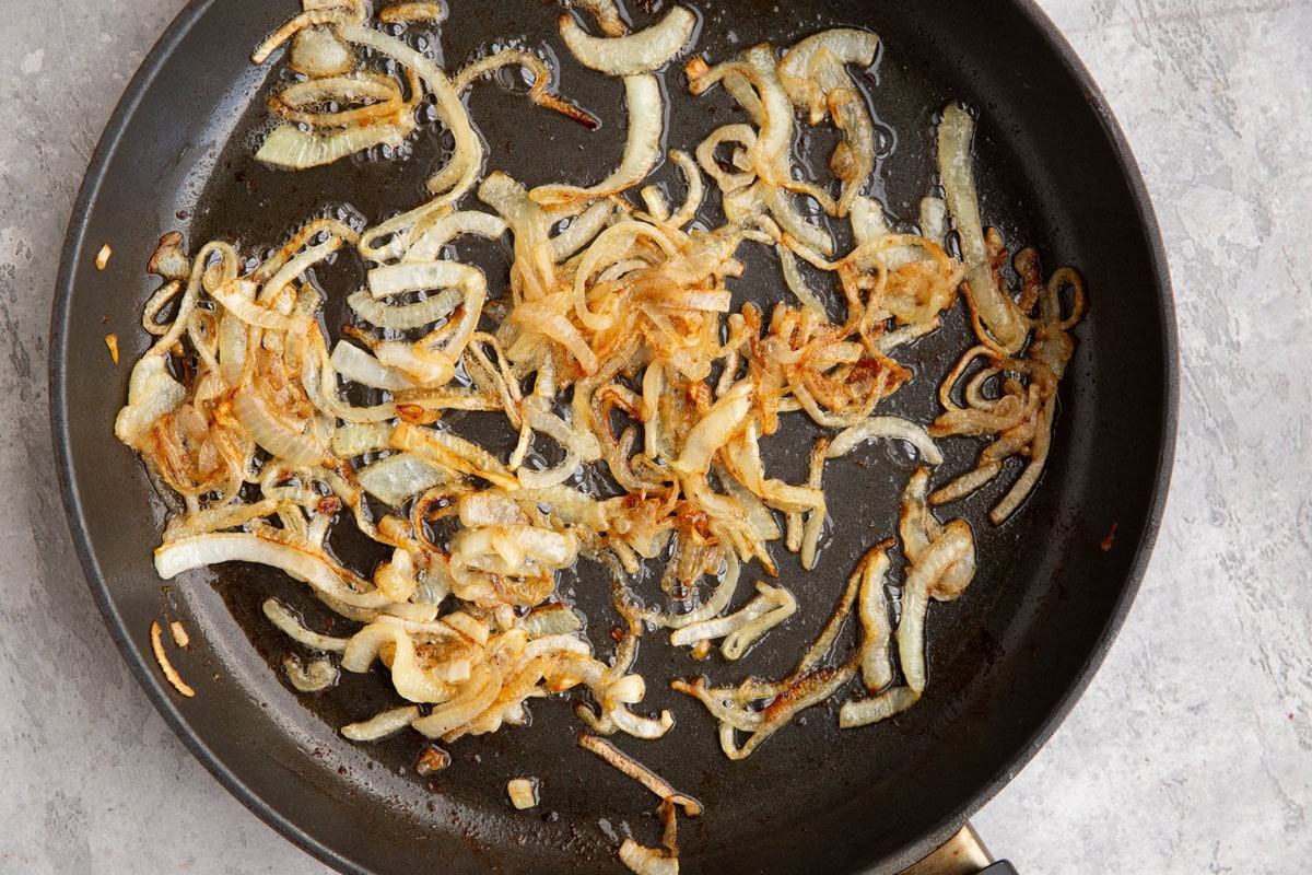 Skillet of caramelized onions