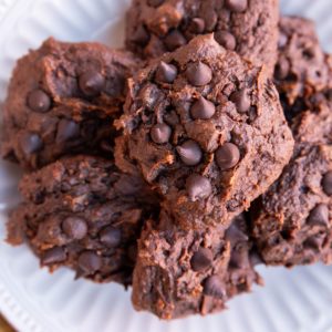 Plate of chocolate sweet potato cookies.