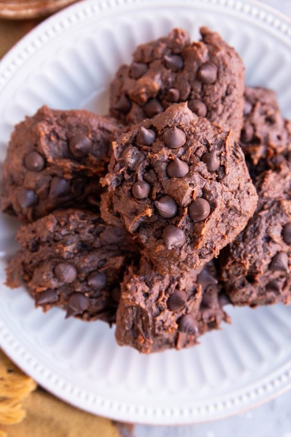 Plate of chocolate sweet potato cookies.