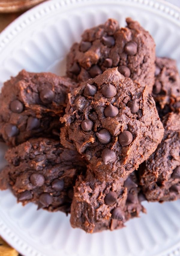 Plate of double chocolate sweet potato cookies